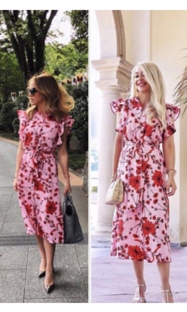 Zara floral linen sales dress