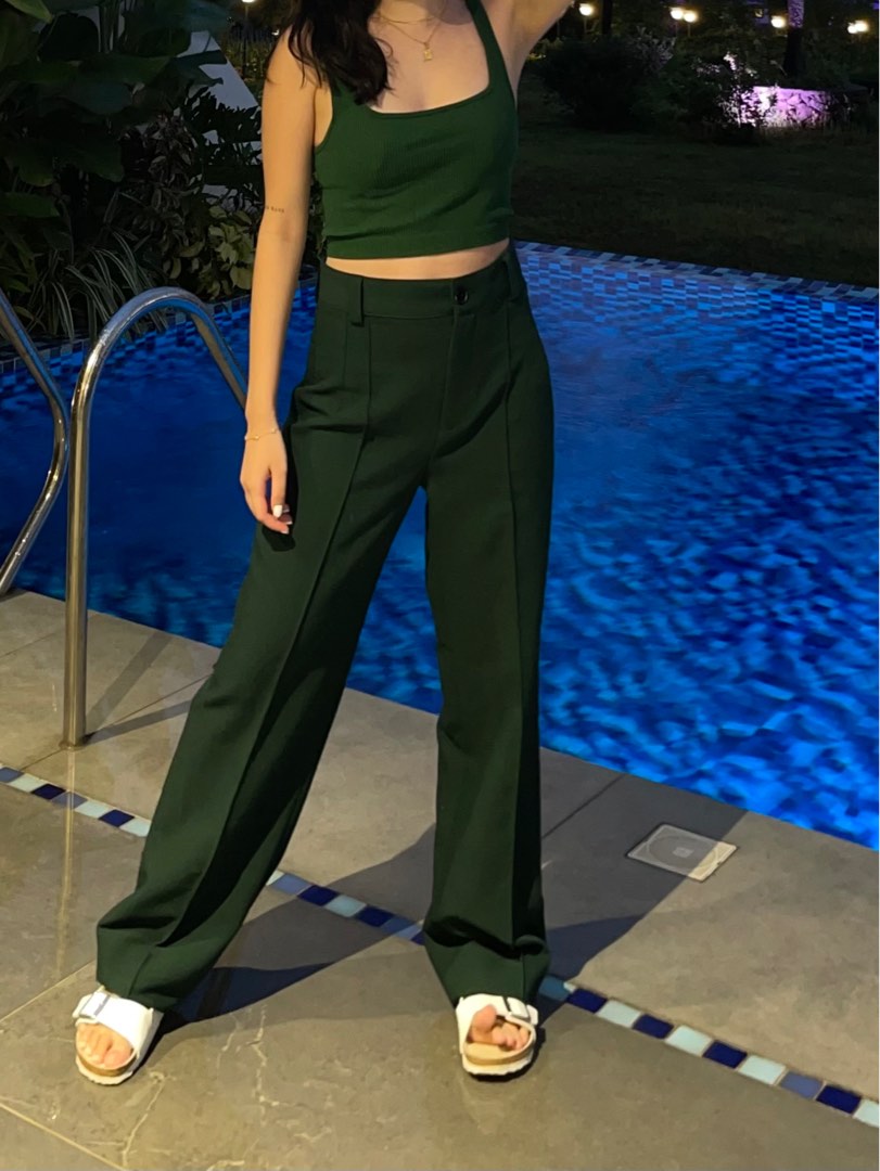 Zara Francoise Green Trousers (Mossy/Army Green), Women's Fashion, Muslimah  Fashion, Bottoms on Carousell