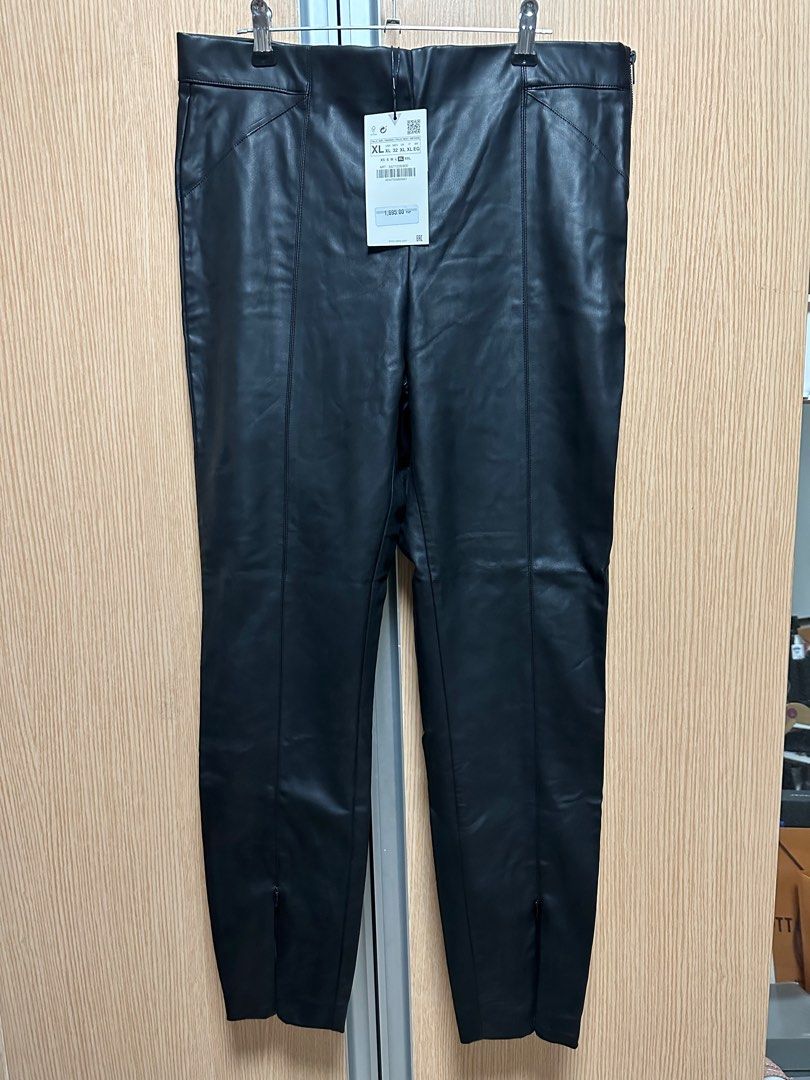 Zara Brown leather pants, Women's Fashion, Bottoms, Jeans & Leggings on  Carousell