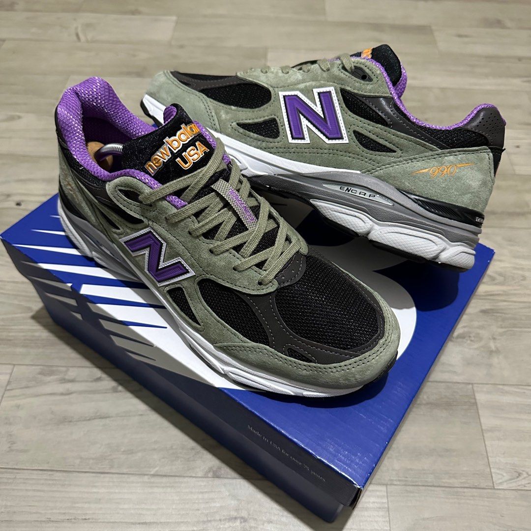 100 Authentic New Balance 990 v3 Olive Leaf Size 9.5 US 9 UK