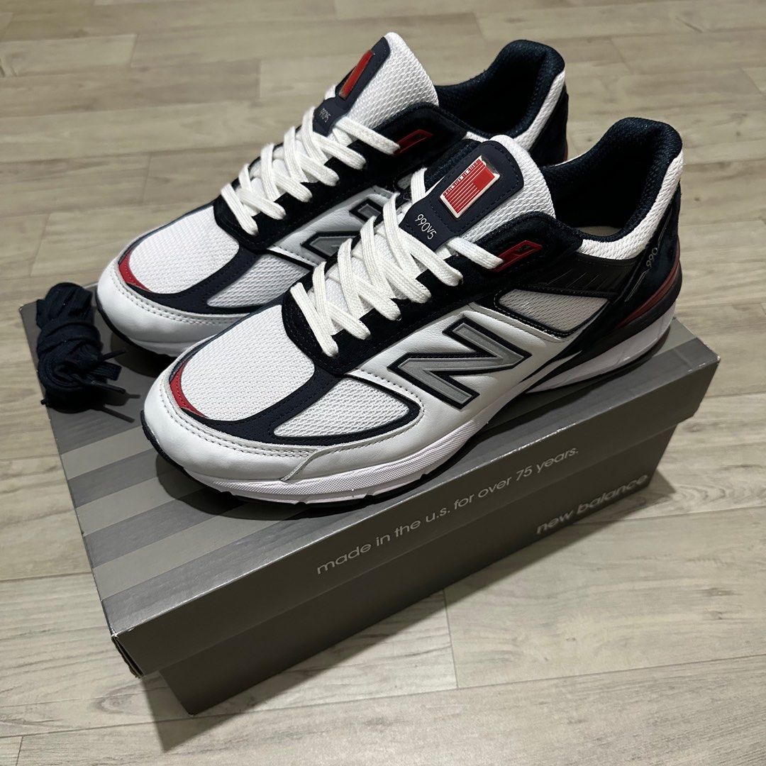 100 Authentic New Balance 990 v5 Carbon Black Red Size 9.5 US 9 UK
