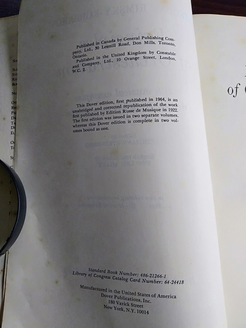 1964 Principles of Orchestration by Nikolay Rimsky Korsakov, Hobbies