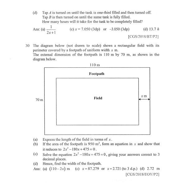 2022 Sec 3 E Math Topical Revision / CGS / Crescent Girls School ...