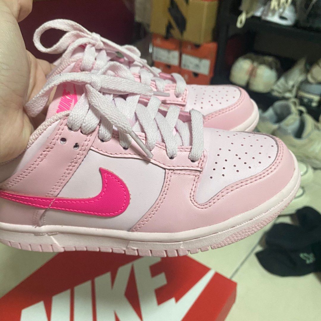 尺寸22.5 NIKE DUNK LOW GS Triple Pink 頑皮豹 粉紅 低筒 女生尺寸 大童鞋DH9765-600