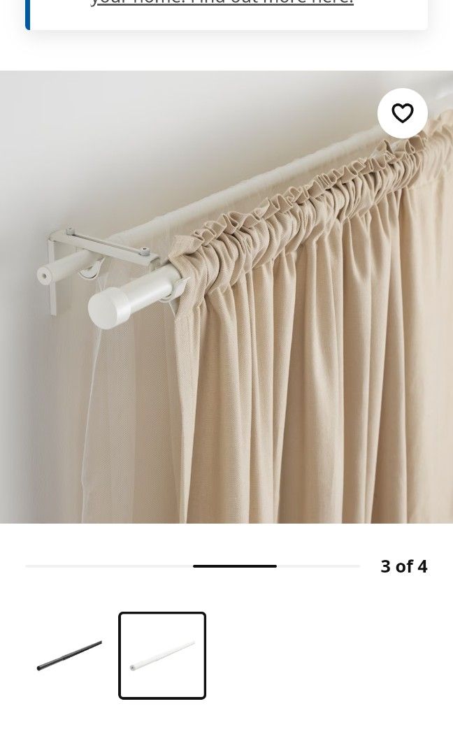 2 sets IKEA Double curtain rod and bracket combi, Furniture & Home