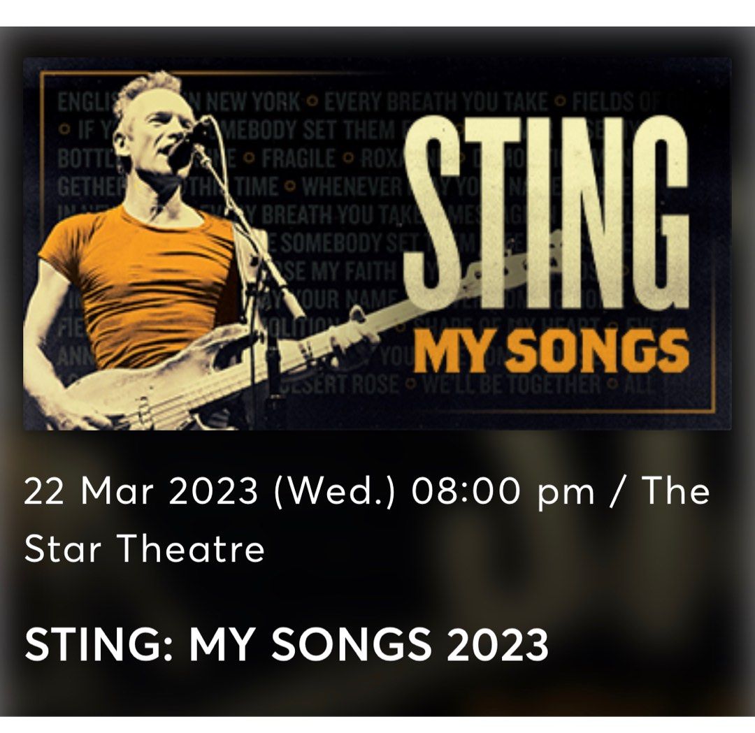 2x Sting concert tickets CAT 4, Tickets & Vouchers, Event Tickets on