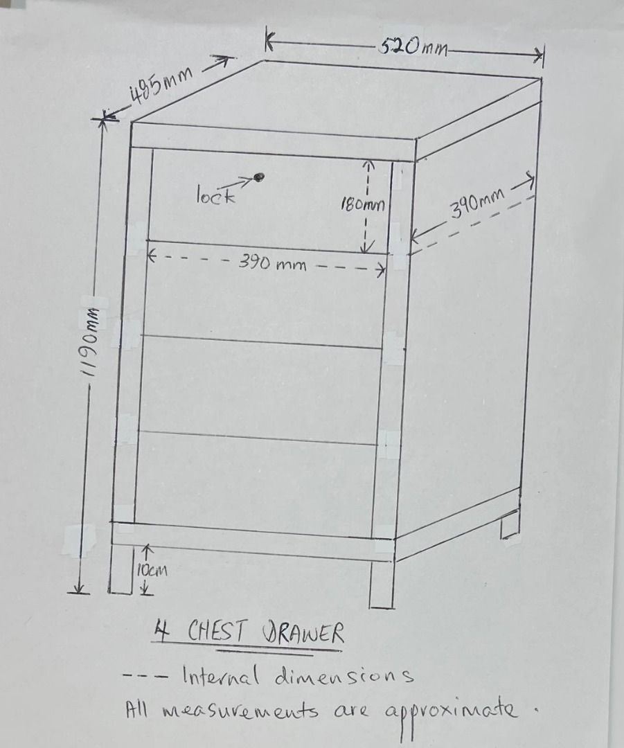4drawer long chest Furniture & Home Living, Furniture, Shelves, & Racks on