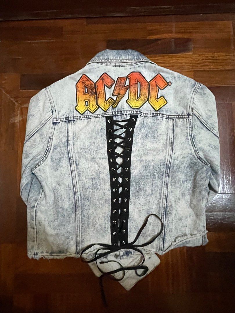 AC/DC Acidwash Cropped Denim Jacket, Women's Fashion, Coats, Jackets ...