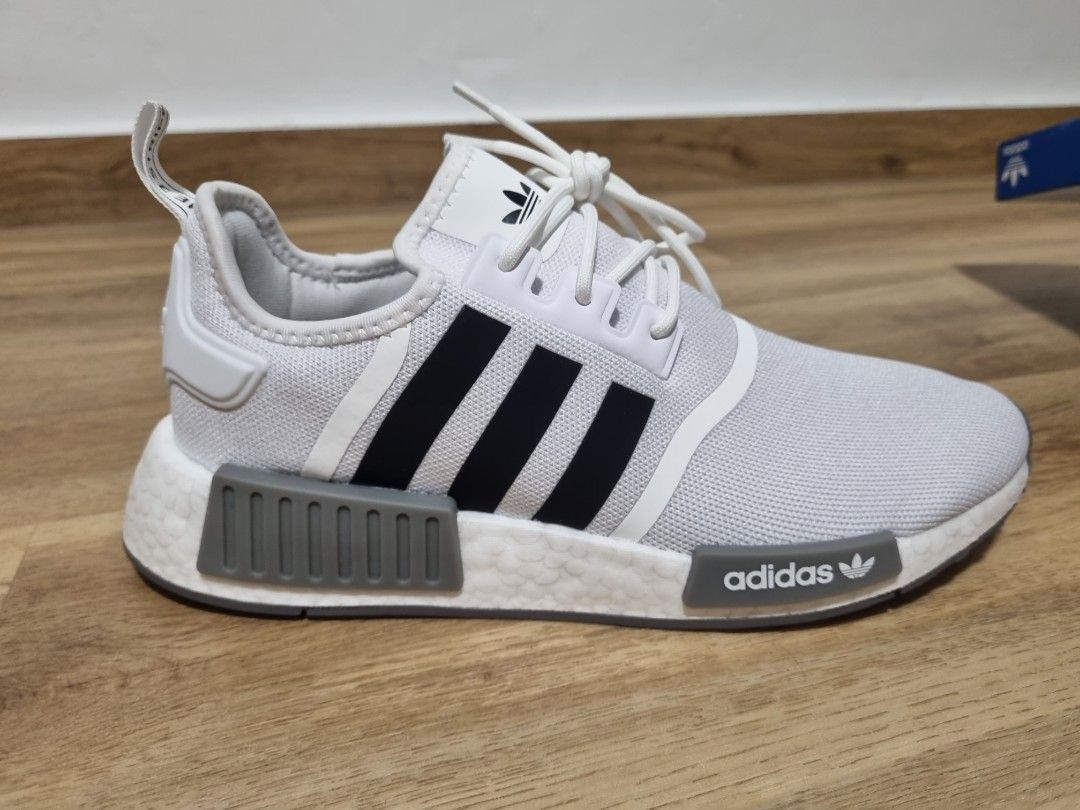 Adidas nmd r1 Primeblue. Colourway: White/Black/Grey, Men's Fashion,  Footwear, Sneakers on Carousell