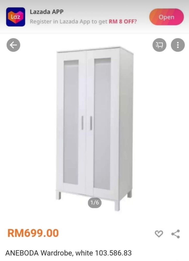 Almari / wardrobe / cupboard ikea aneboda, Furniture & Home Living
