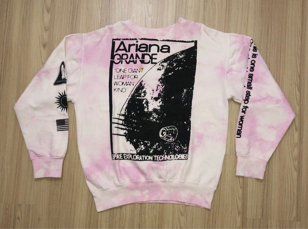 Ariana Grande Coachella NASA Pink Tie Dye Crewneck Sweatshirt Baju Shirt