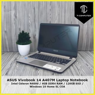 ASUS VIVOBOOK 14 A407M INTEL CELERON N4000 4GB DDR4 RAM 120GB SSD LAPTOP