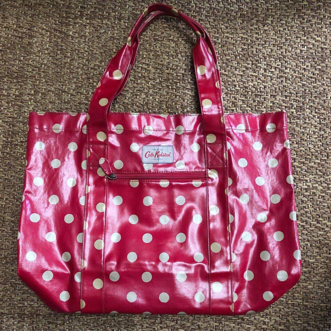 Authentic Cath Kidston Red Polka Dots tote bag, Women's Fashion, Bags