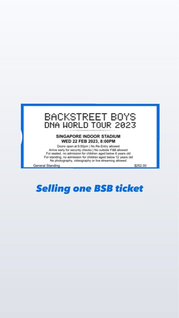 Backstreet Boys BSB Singapore Ticket 2023, Tickets & Vouchers, Event Tickets on Carousell