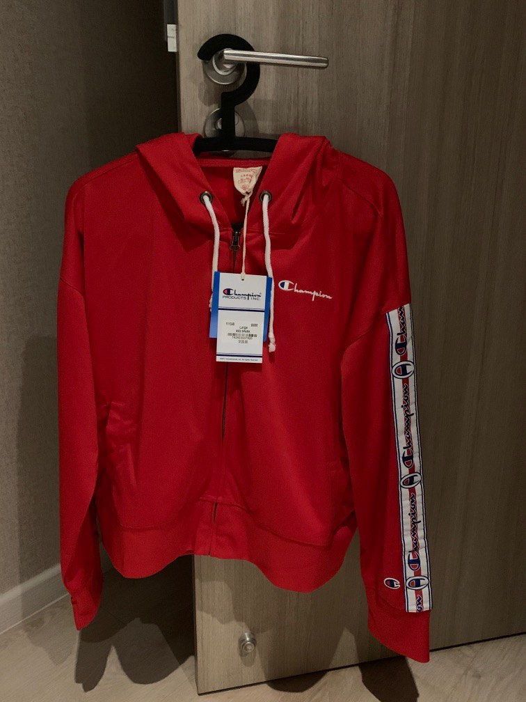 Champion tape sleeve zip clearance hoodie