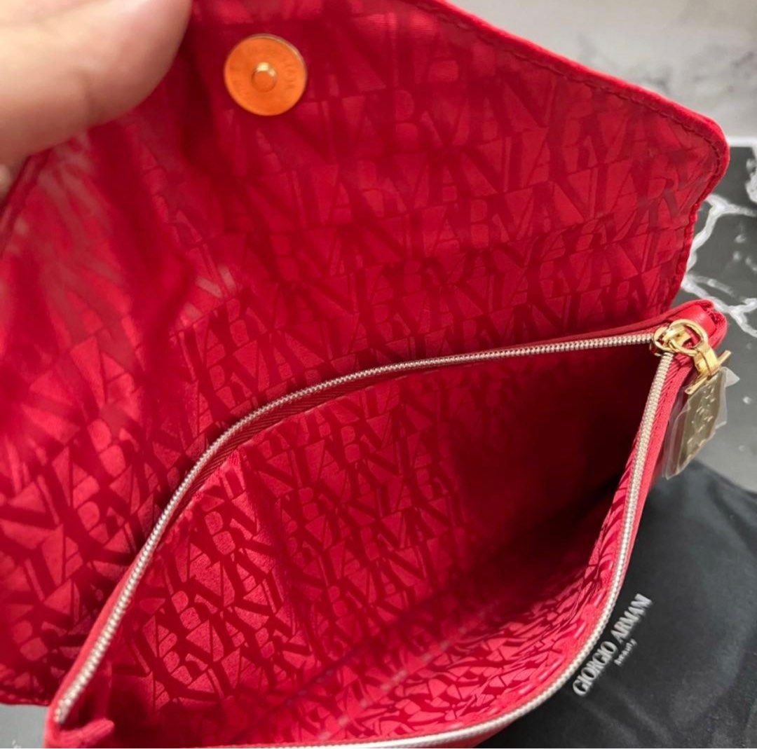 BNIP Authentic Giorgio Armani Beauty Red Makeup Flap Envelope Pouch