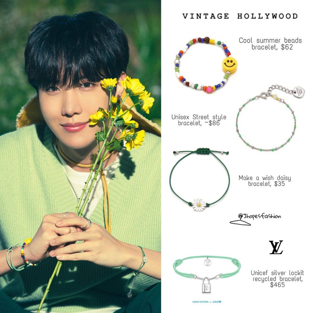BTS Louis Vuitton Unicef Silver Lockit Bracelet J-hope, V, Luxury