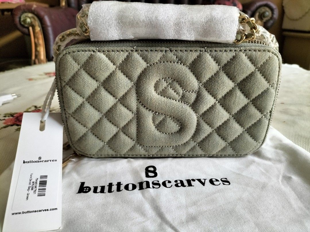 Yura Denim & Leather Bag Buttonscarves