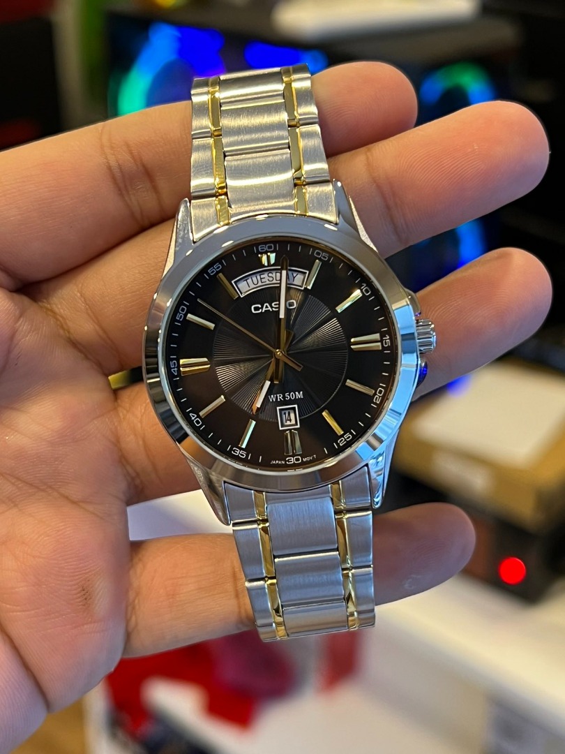 Casio day date analog watch hot sale