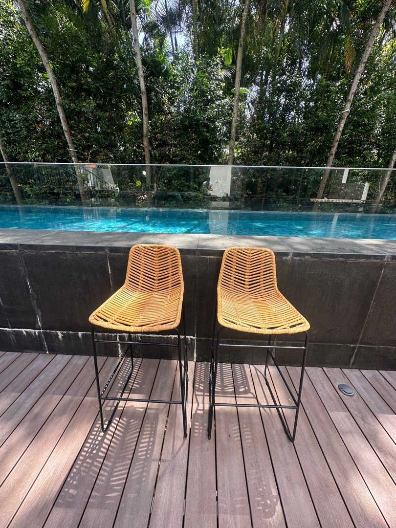 *Steal* Castlery Hagen Rattan Bar Stool, Furniture & Home Living