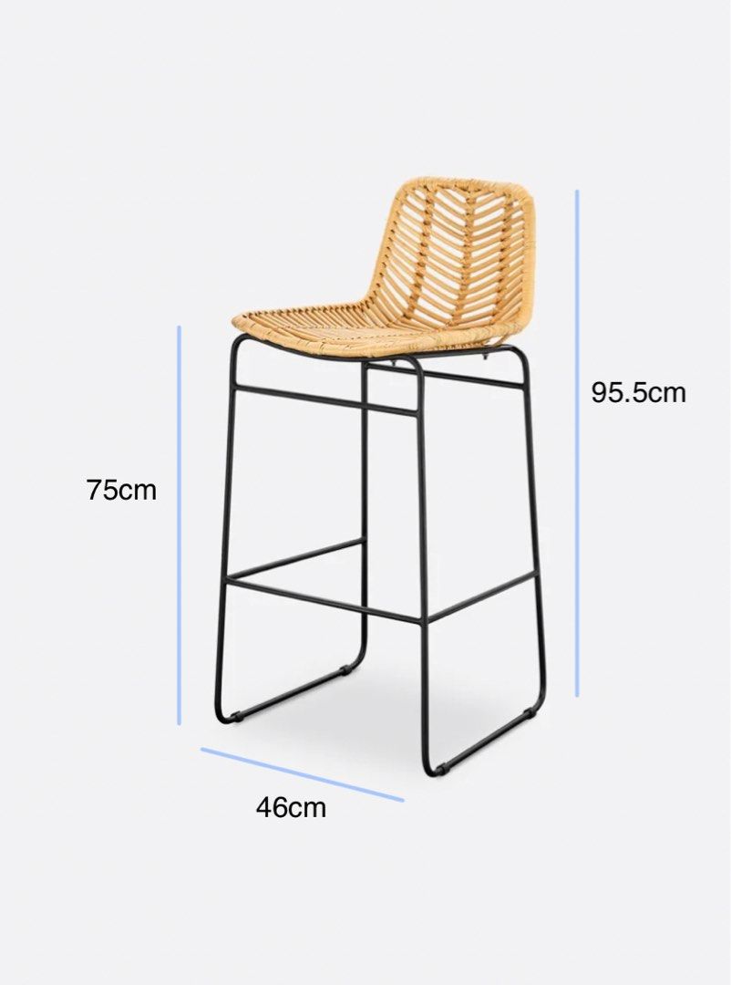 *Steal* Castlery Hagen Rattan Bar Stool, Furniture & Home Living