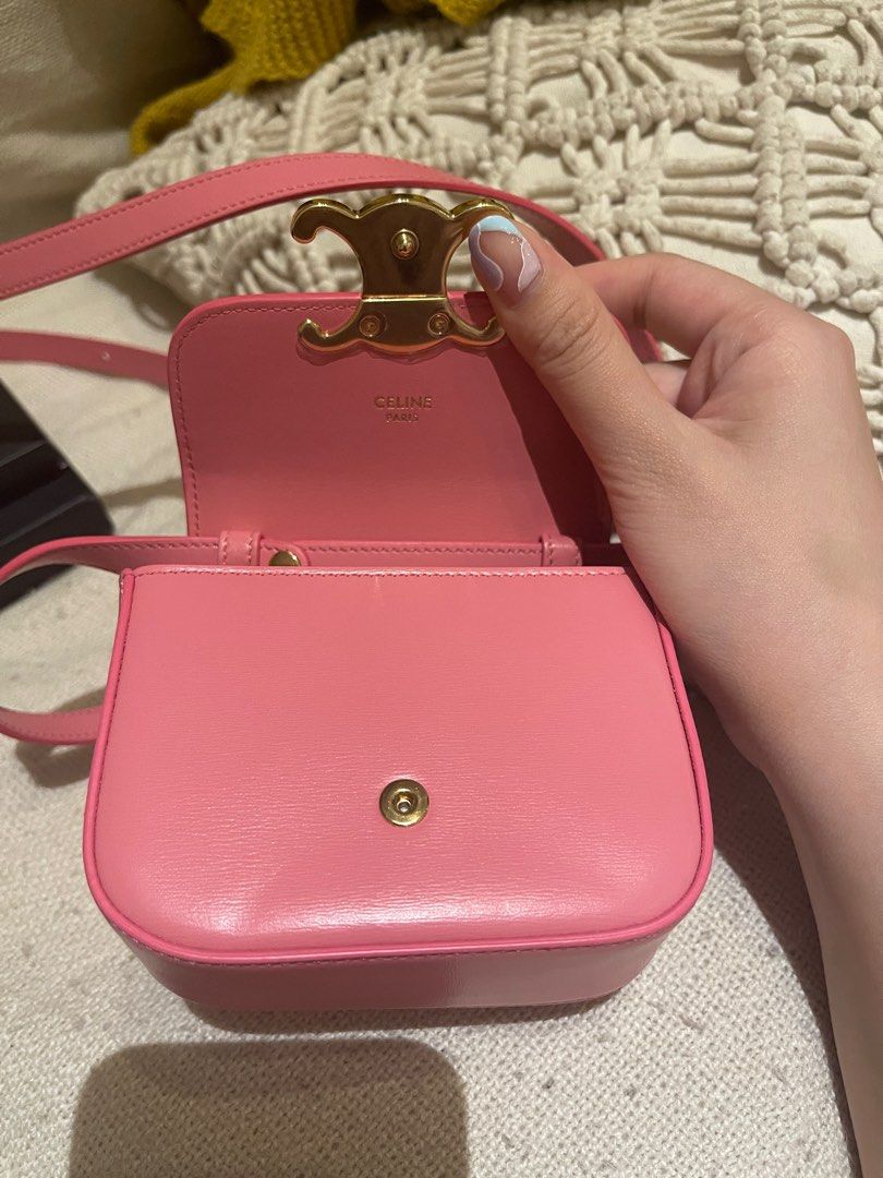 celine triomphe shoulder bag pink