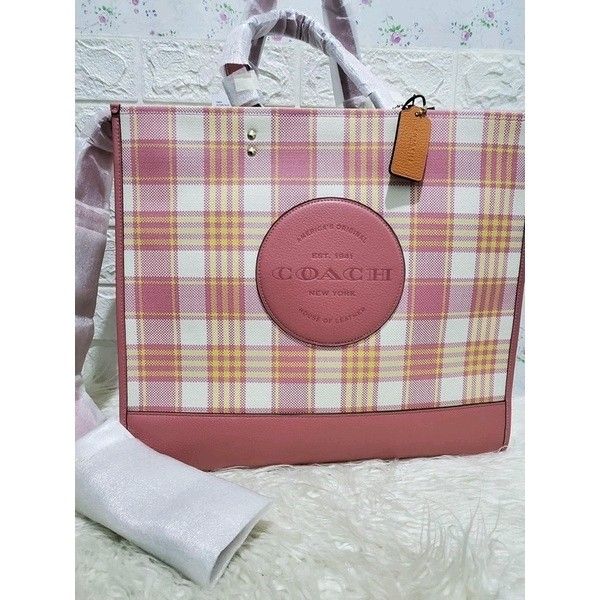Dempsey tote 40 with buffalo discount plaid print and coach patch