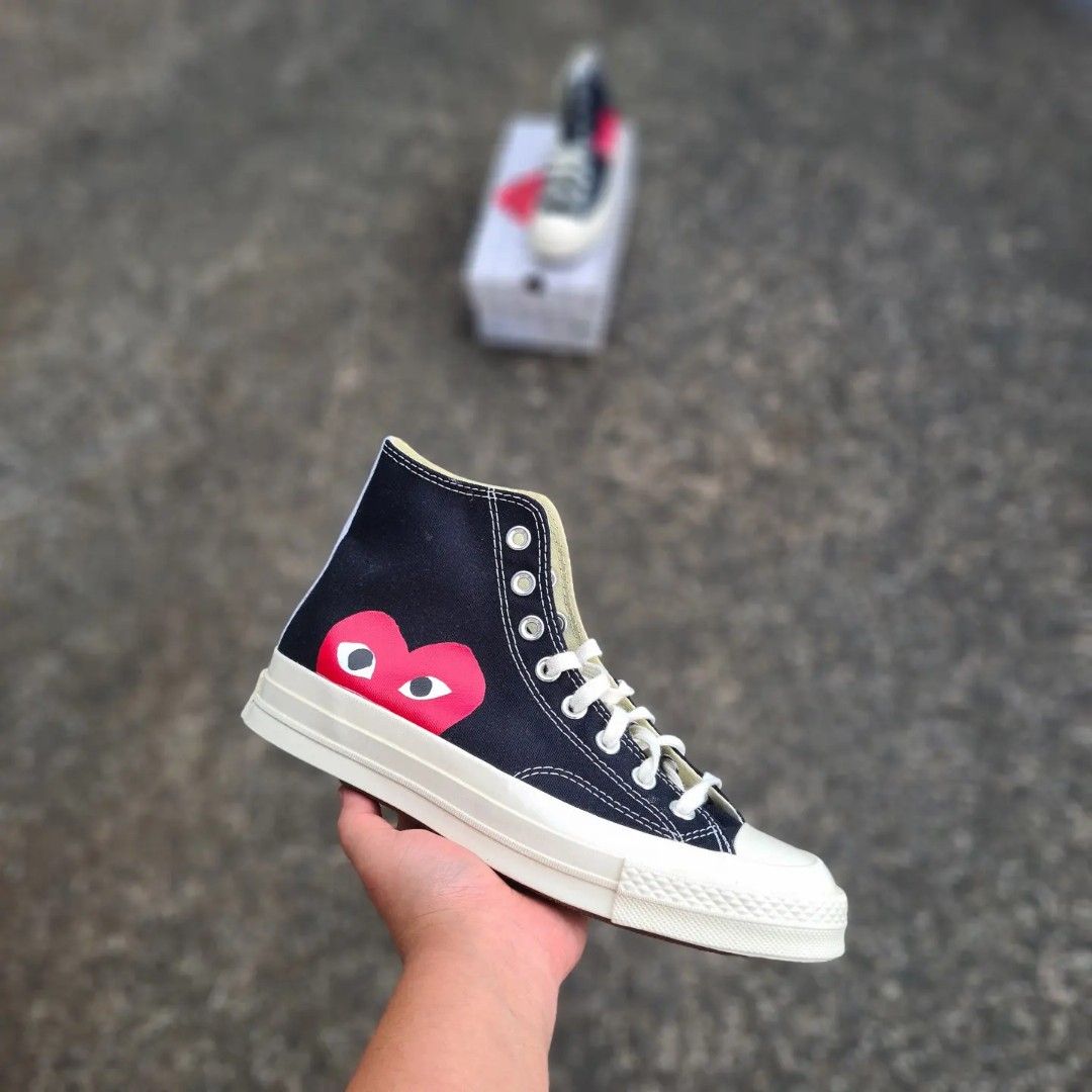 Converse CDG Play Cream High Peeking Heart, Men's Fashion, Footwear