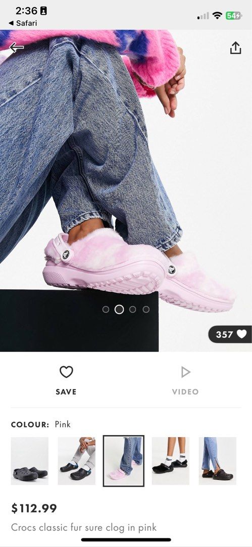 Crocs Fur Sure Clog in Pink Women s Fashion Footwear Sandals on