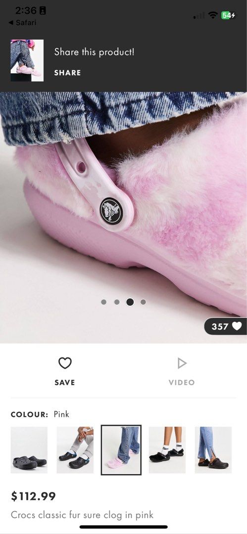 Crocs Fur Sure Clog in Pink