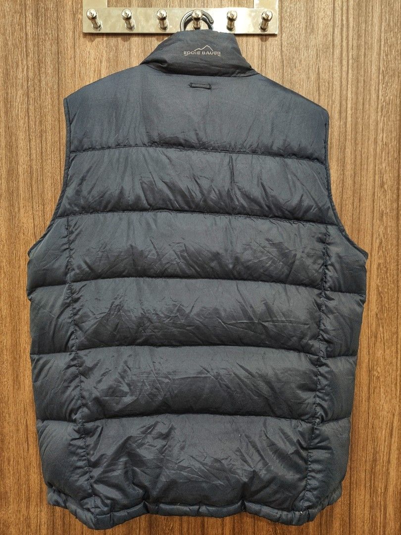 Eddie Bauer Mens Vest Size L Tall Black Zip Premium Quality Goose