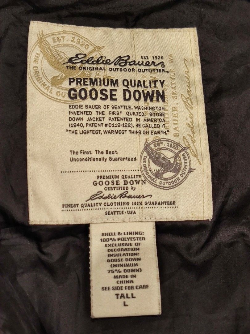 Eddie Bauer Mens Vest Size L Tall Black Zip Premium Quality Goose Down  Outdoor Outfitter, Men's Fashion, Coats, Jackets and Outerwear on Carousell