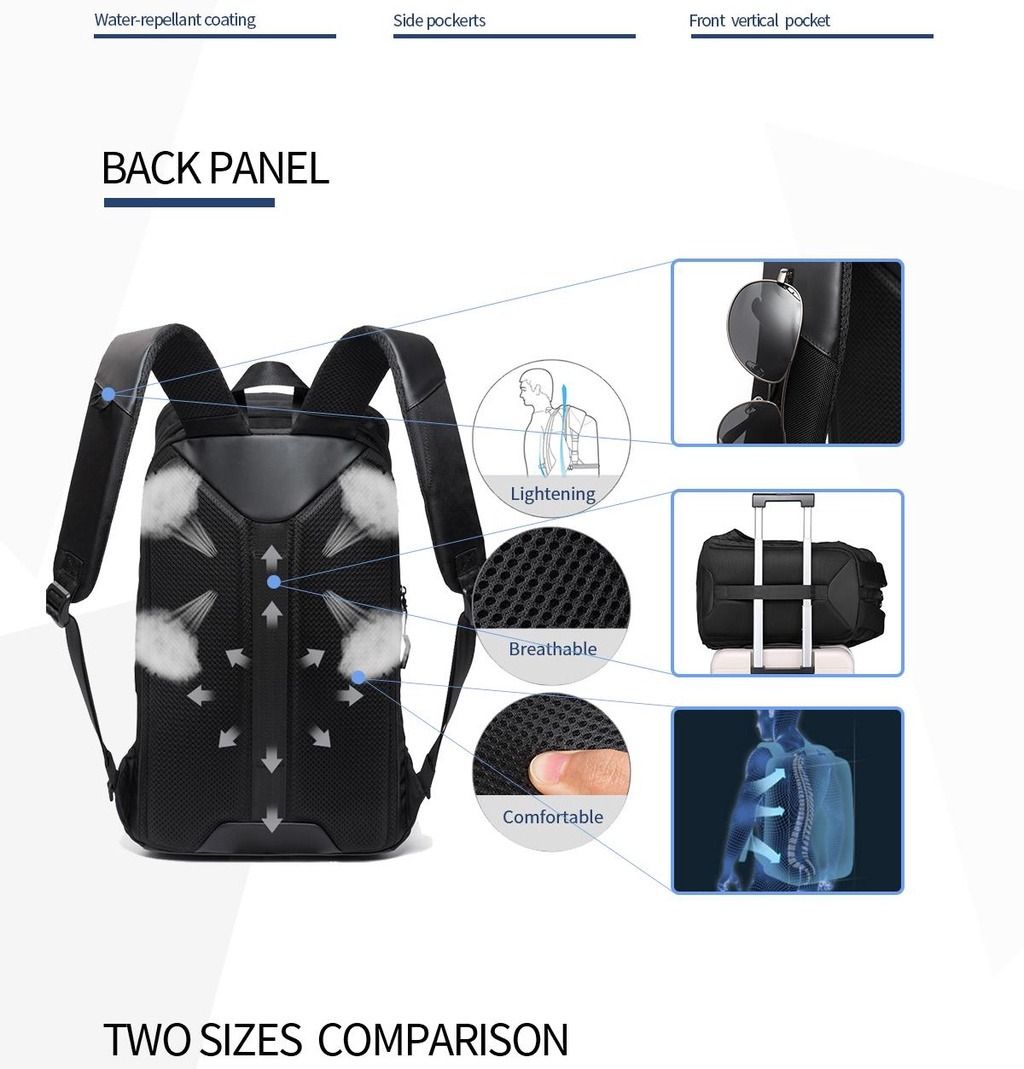 Full Design Travel Laptop Backpack (Clamshell/Waterproof), Men's