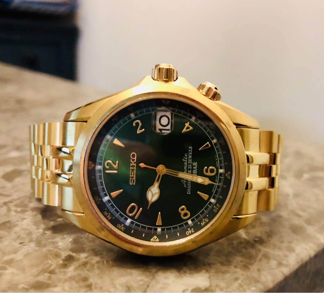 Full Gold Seiko Alpinist for sale , Luxury, Watches on Carousell