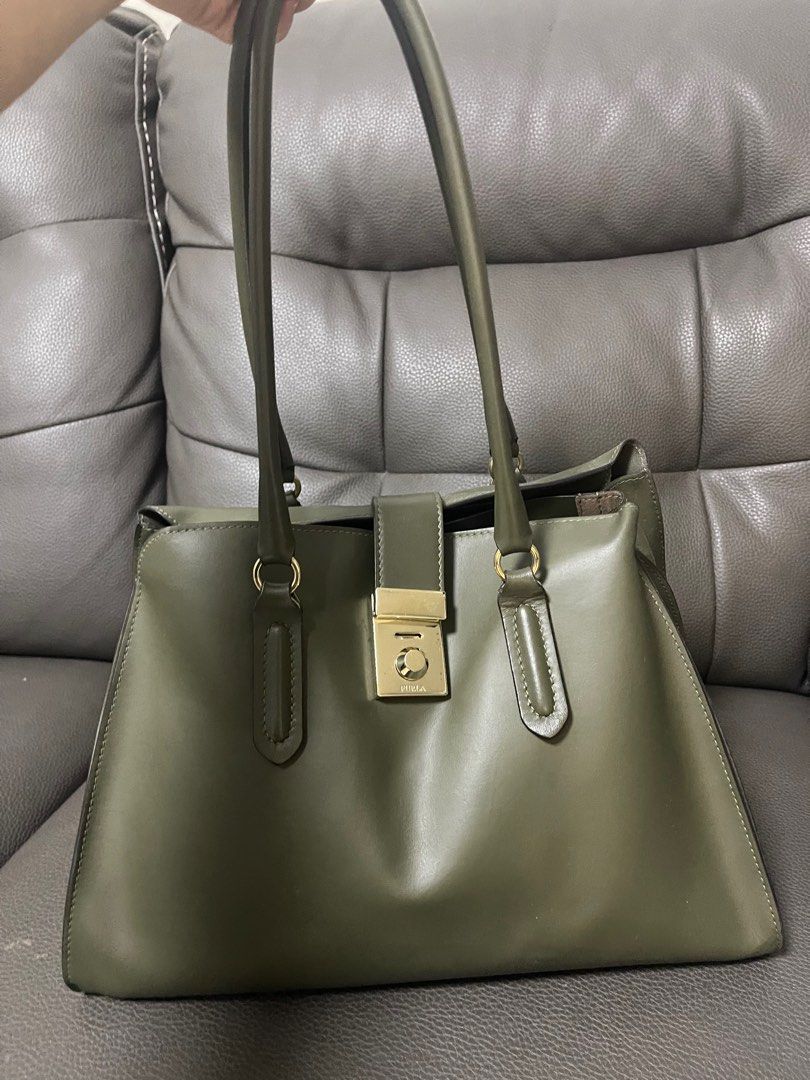 Furla olive green tote bag