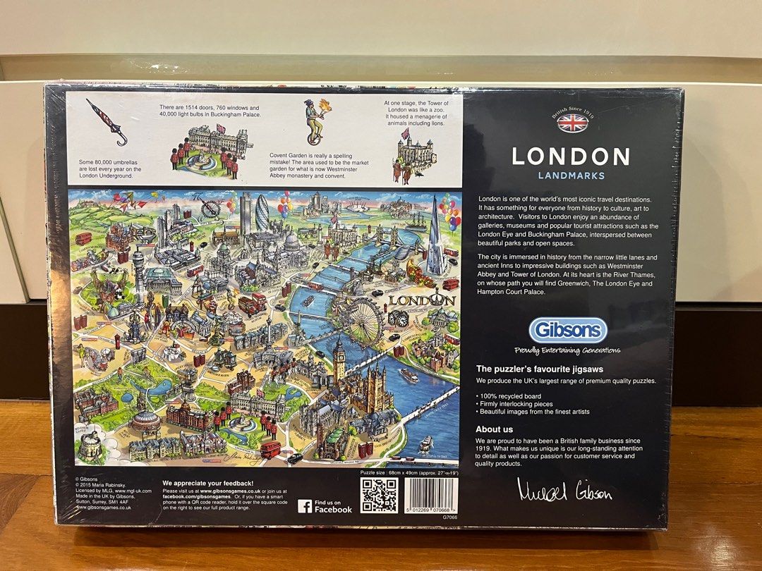 Gibsons London Landmarks Jigsaw Puzzle 1000 pieces, Hobbies & Toys