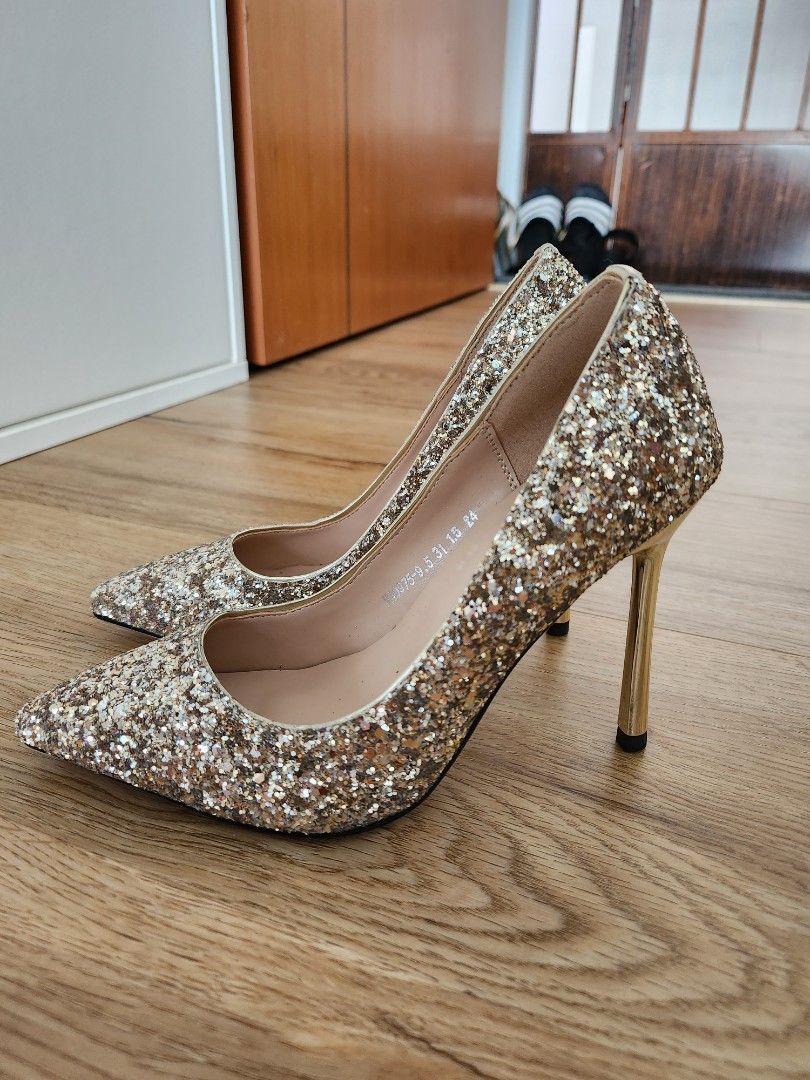 Gold sparkly heel hot sale
