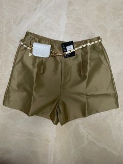 Gold satin paperbag shorts