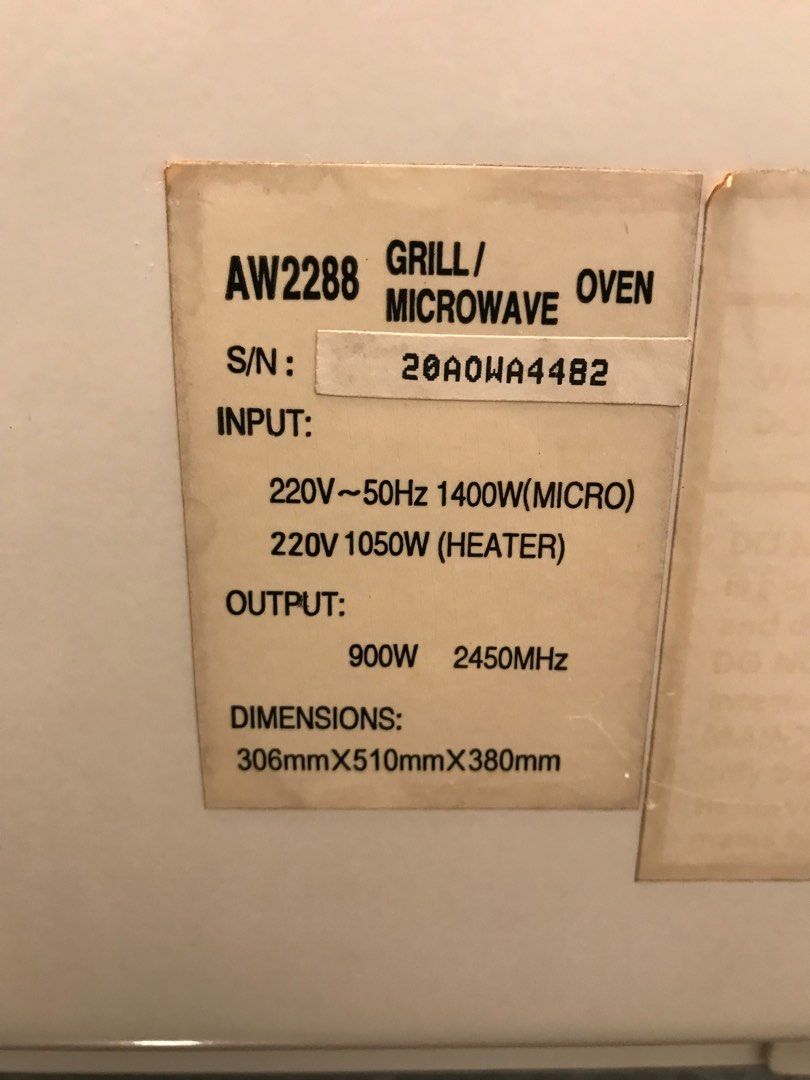 AOWA Grill / Microwave Oven, TV & Home Appliances, Kitchen Appliances