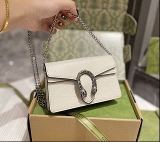 Gucci White Leather Dionysus Woc