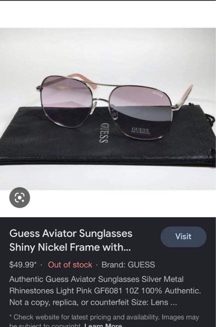 GUESS AVIATOR EYEWEAR BLUSH PINK PAVE RHINESTONES CRYSTALS AUTHENTIC