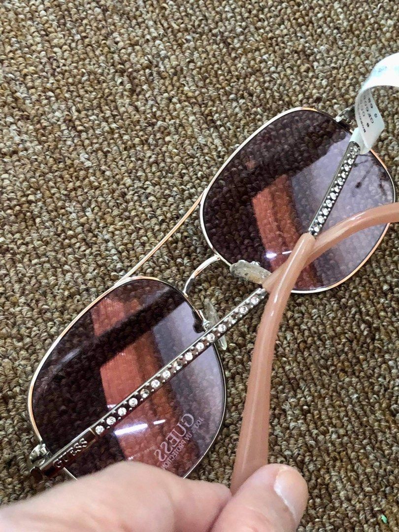 GUESS AVIATOR EYEWEAR BLUSH PINK PAVE RHINESTONES CRYSTALS AUTHENTIC