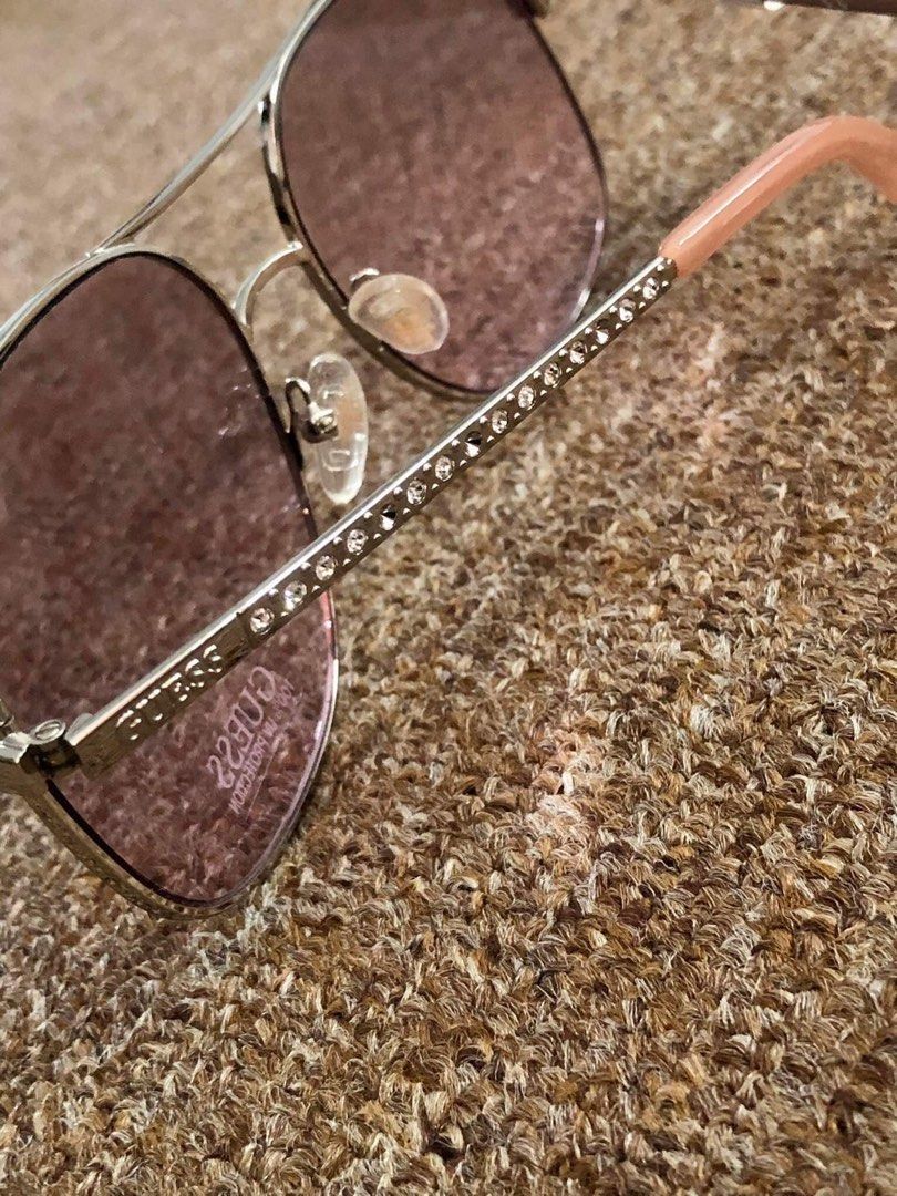 GUESS AVIATOR EYEWEAR BLUSH PINK PAVE RHINESTONES CRYSTALS AUTHENTIC