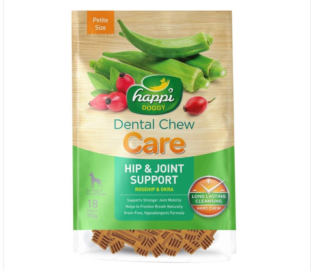 Happi Doggy Dental Chew Care Rosehip & Okra Hip & Joint Support, Pet