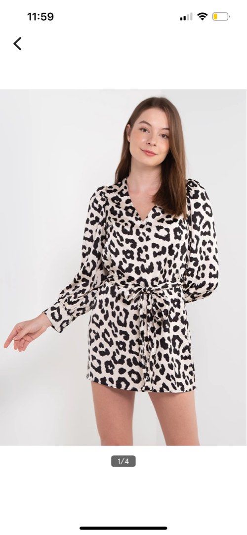 H m leopard satin dress Women s Fashion Dresses Sets Dresses on Carousell