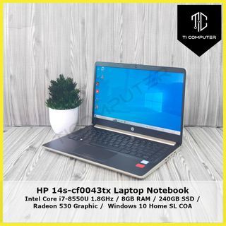 HP 14S-CF0043TX INTEL CORE I7-8550U 1.8GHZ 8GB RAM 240GB SSD RADEON 530 GRAPHIC LAPTOP