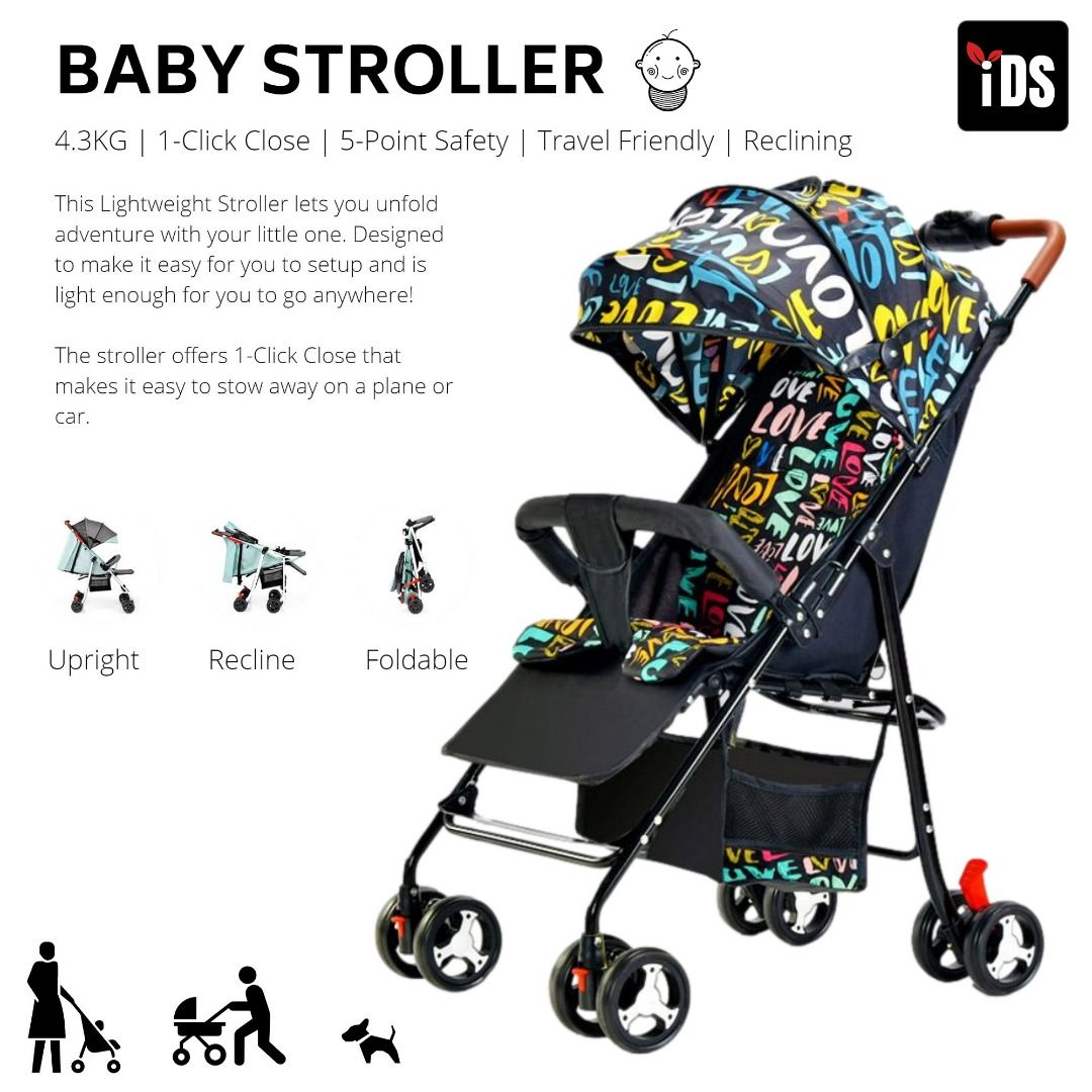 Full recline lightweight stroller top