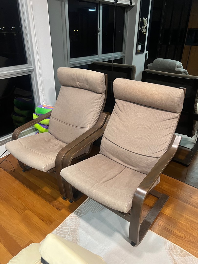 IKEA Poang chairs, Furniture & Home Living, Furniture, Chairs on Carousell