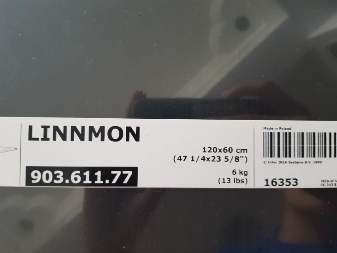 IKEA Linnmon Black Table Top 120 X 60 CM, Furniture & Home Living