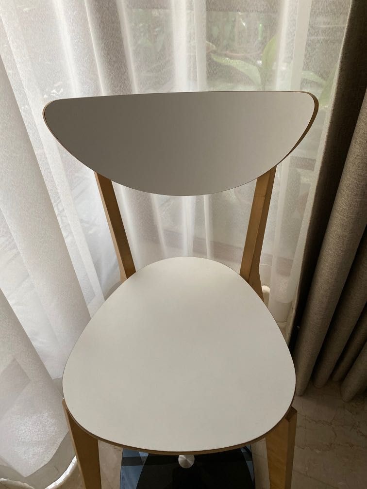 Ikea NORDMYRA Chair, white/birch, Furniture & Home Living, Furniture ...